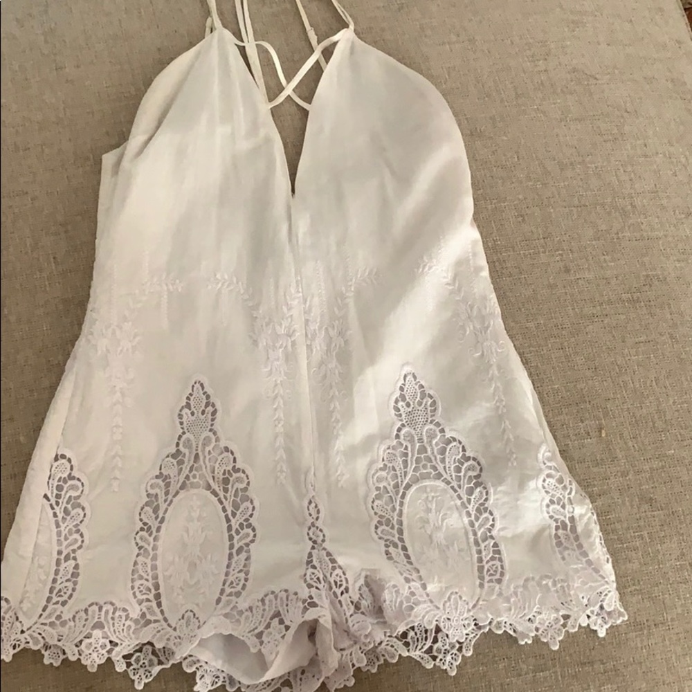 White flower patterned romper from Nasty Gal